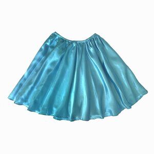 Light blue satin mini skirt, knee-length. Size S small. New